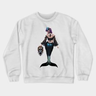 Mermaid With La Muerte Mask For Halloween Crewneck Sweatshirt